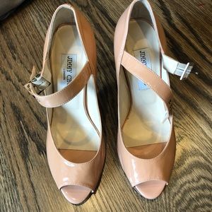 Jimmy Choo open toe shoes. Very comfortable.